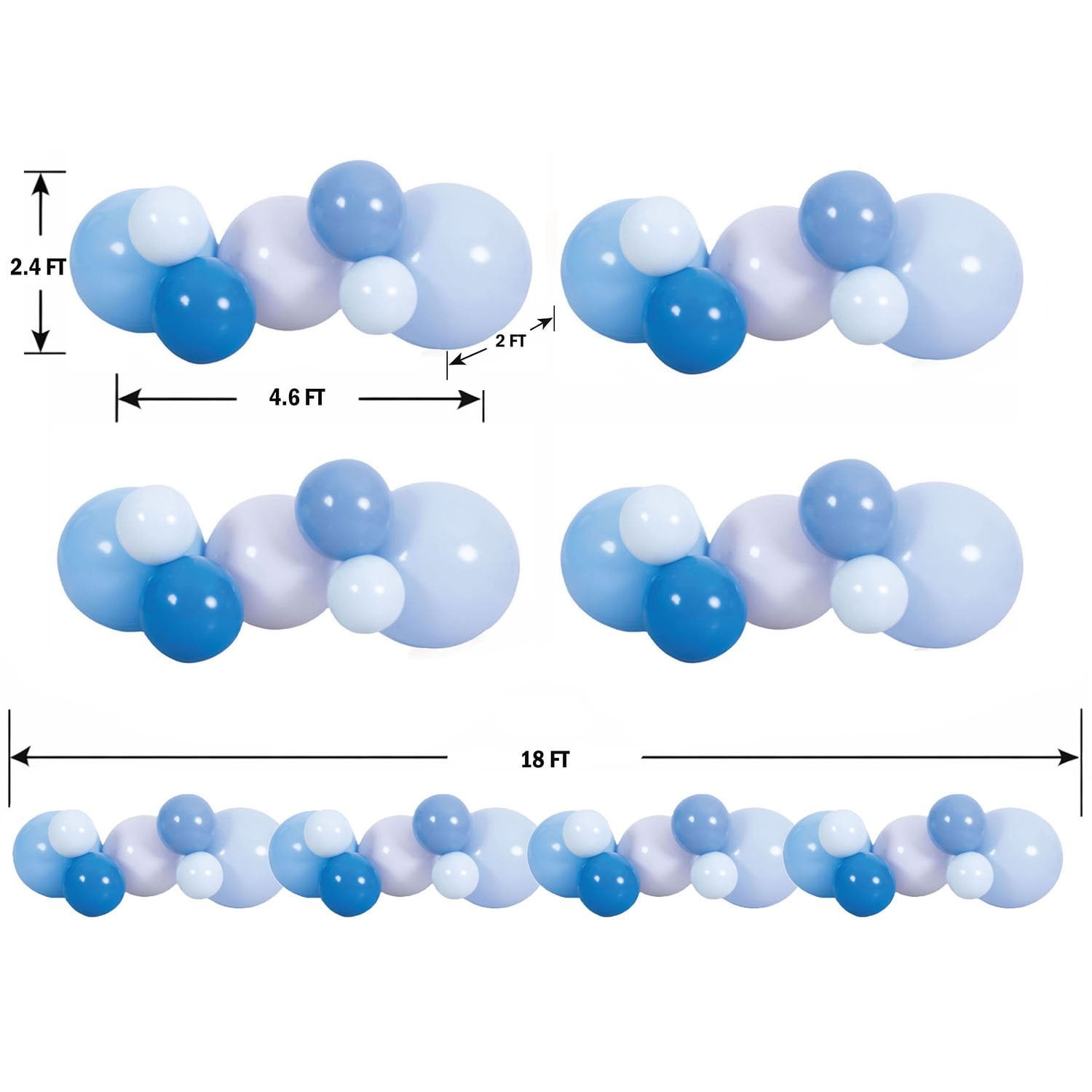 PartyAire 18′ Reusable PVC Balloon Arch, 28 pc. Blues SAMEDAYSHIP!!
