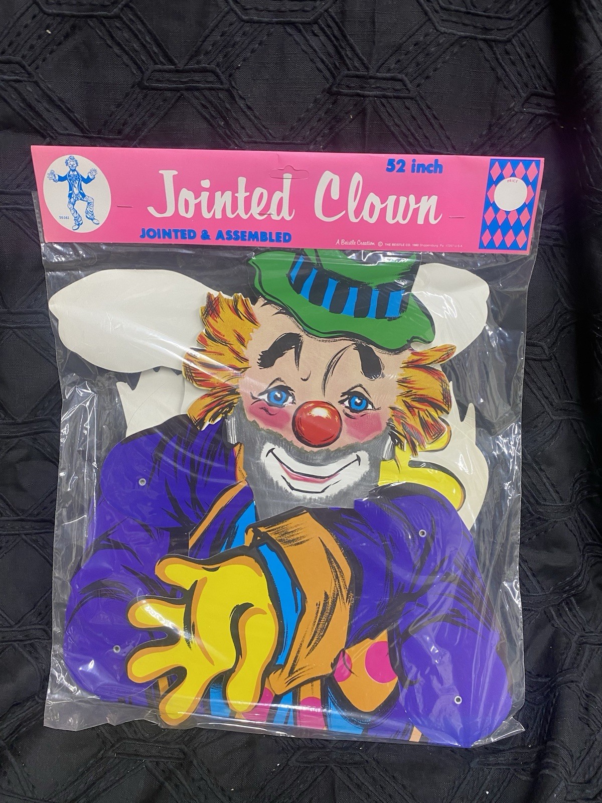 Vintage 1980 Creepy Clown Diecut Cutout Decoration Beistle 52″ in Package