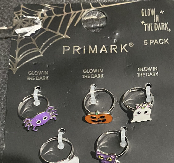 2 Packs Halloween Pumpkin, Spider Rings Glow in the Dark, 5 Per Pack
