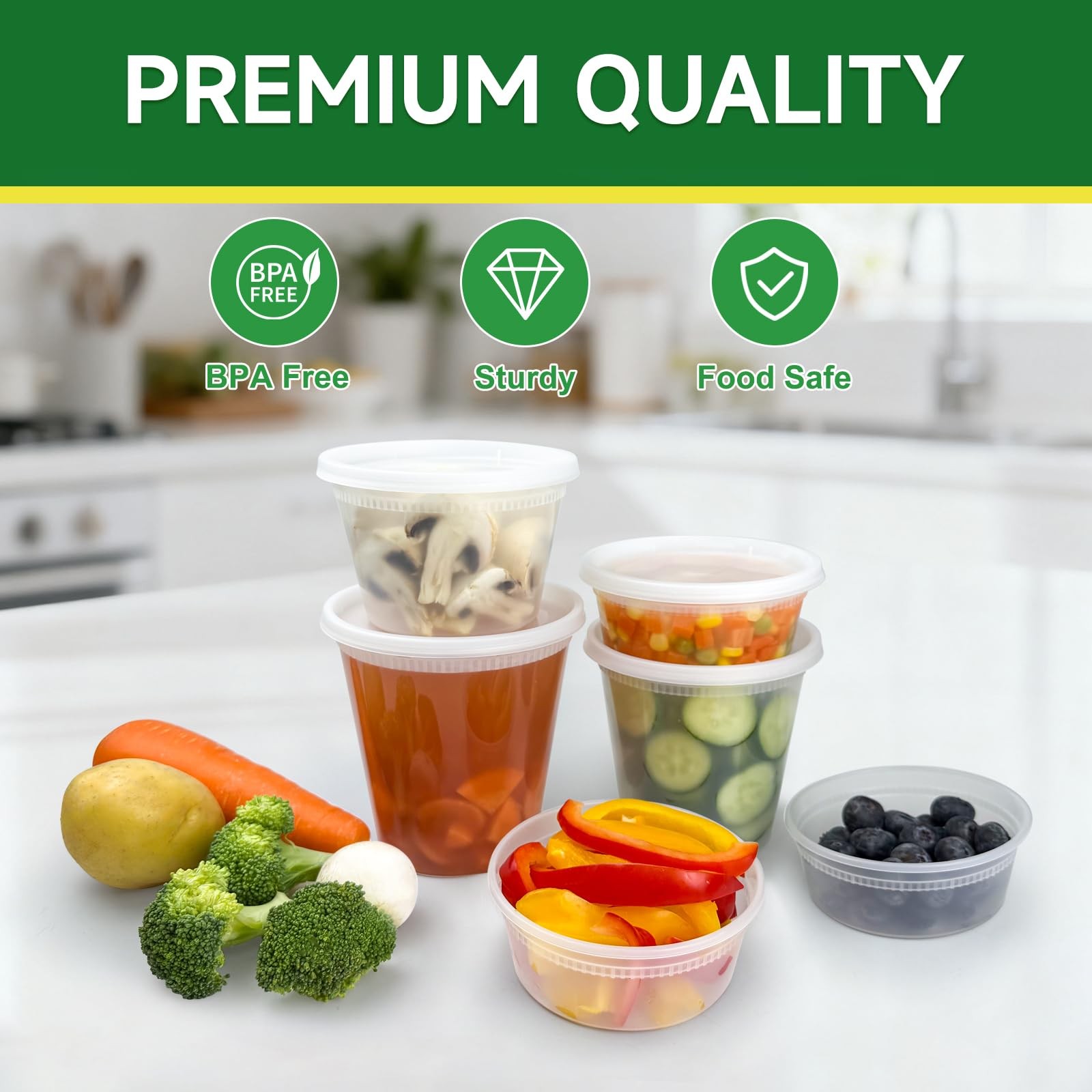 Dealusy 50 Set 32 oz Deli Containers with Lids, Leak-Proof BPA Free Plastic Take