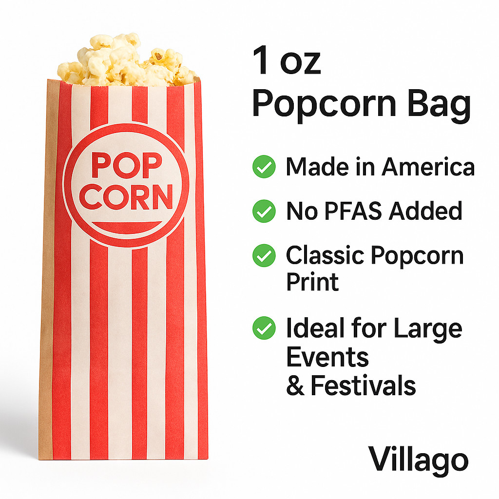 Carnival King Popcorn Bags 1 oz 3.5×2.25×8.25 Red/White – 100/250/500/1000 PCS