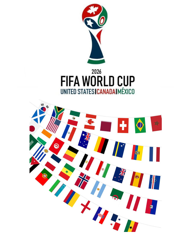 NEW Football World Cup Bunting 15 Metre 48 EXTRA LARGE FLAGS Speedy Delivery