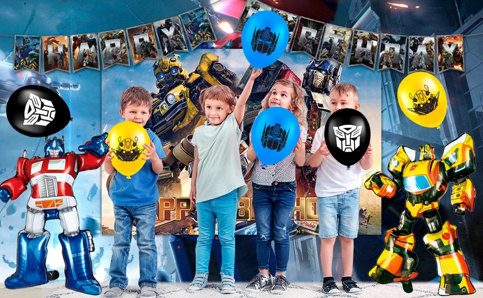 114Pcs Transformer Birthday Decoration Transformer Party Supplies Balloon Plates