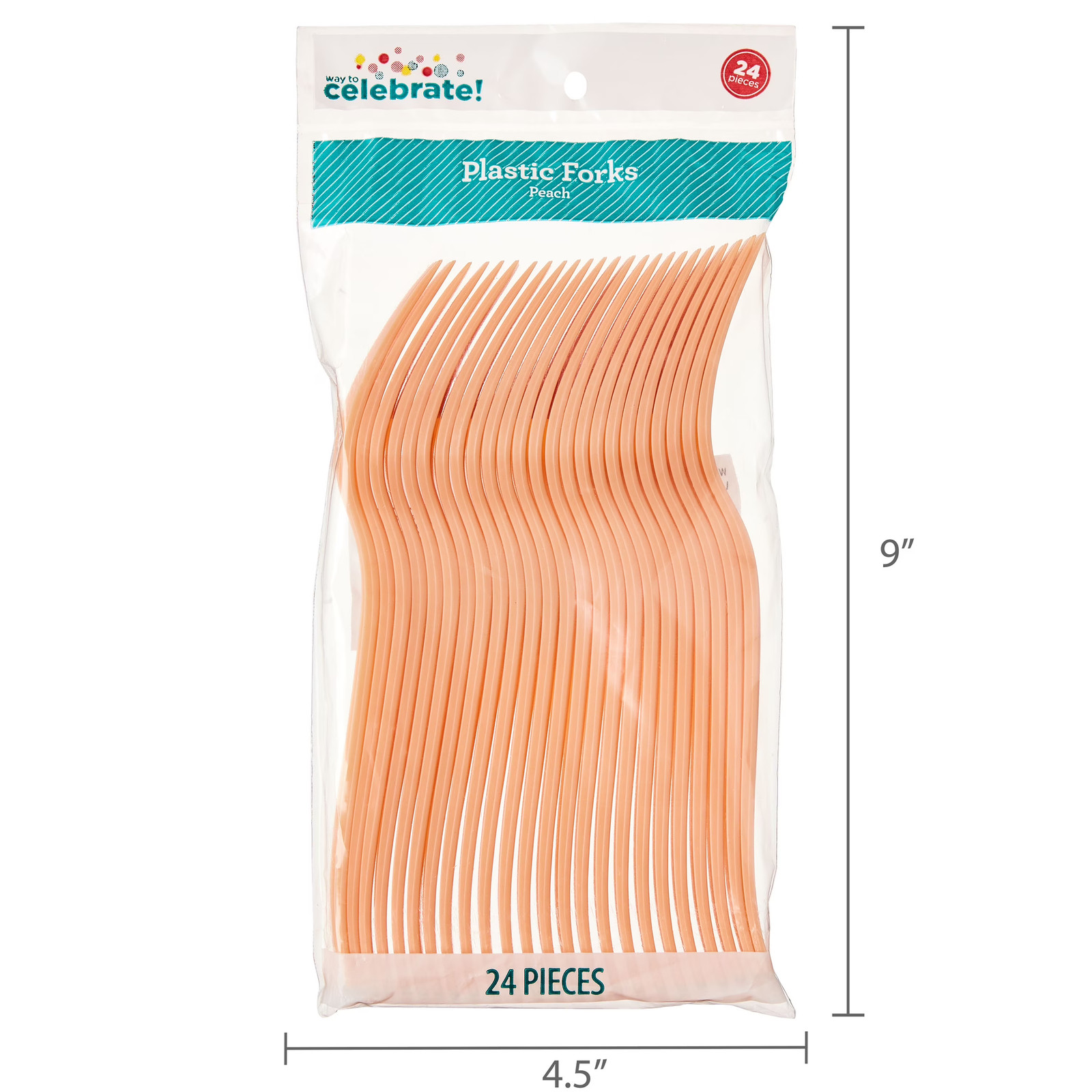 Plastic Disposable Forks, Peach, 24 Pieces, by