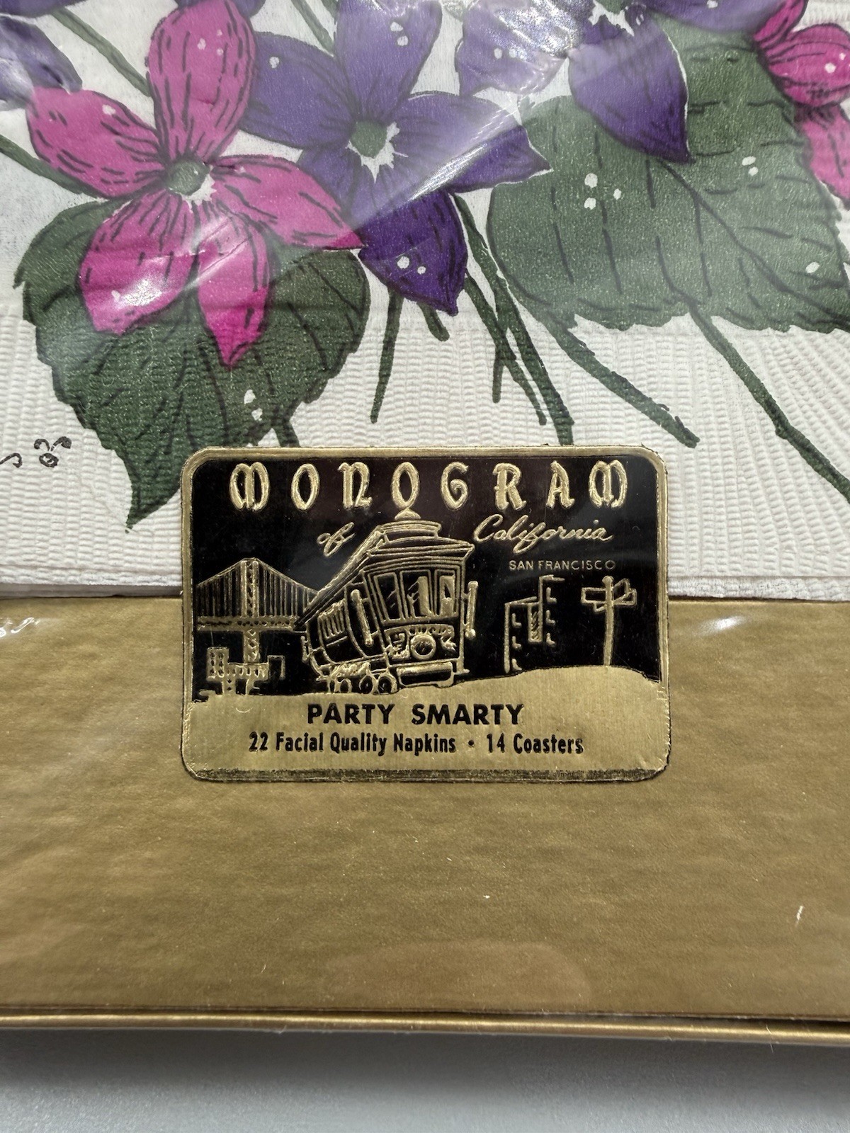 Vintage Monogram California Party Smarty Party Floral Napkin Coaster Set