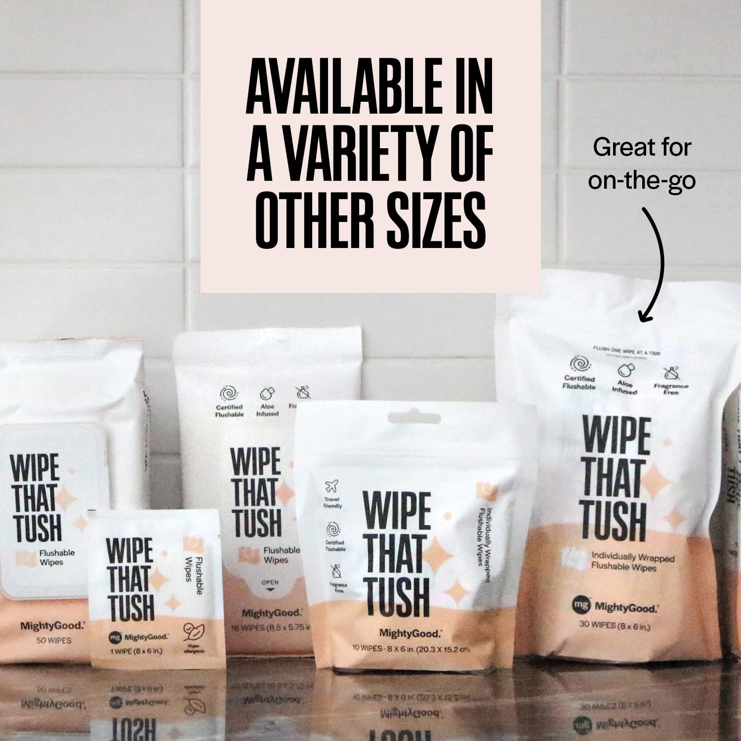 Wipe That Tush On-The-Go Flushable Wipes – 1 Pack of 30 Individually Wrapped Wip