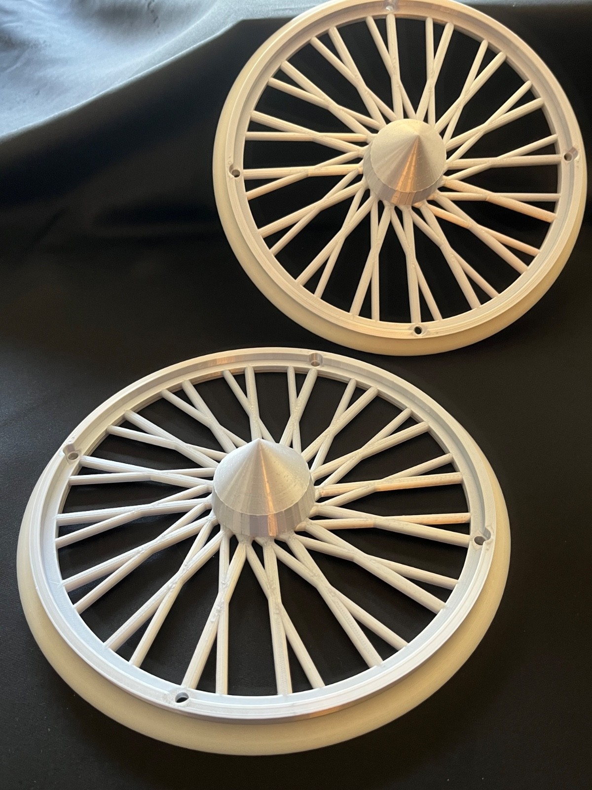 3D Printed Dayton Spoke Trash Can Rims Wheel Covers Whitewall Gold or Silver Set