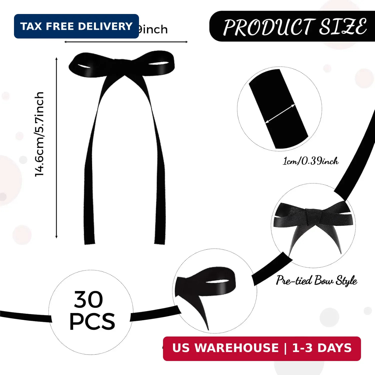 NatNarr 30 Pack Bow Cake Toppers Black Ribbon Bows for Cake Bow Cupcake Toppers