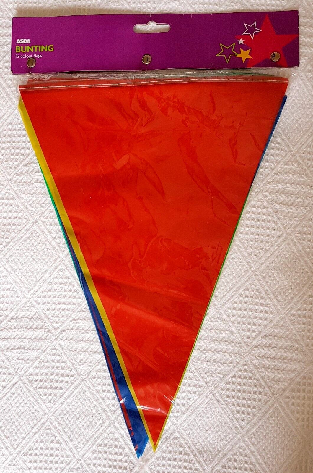 Triangle Bunting ~ String of 12 Flags in Primary Colours ~ 5m ~ PVC ~ Sealed