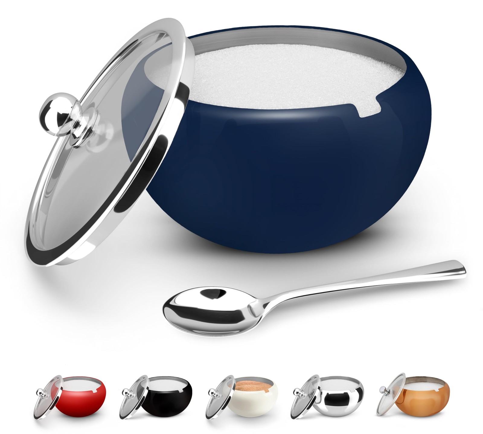 KooK Sugar Bowl, Sugar Bowl with Lid and Spoon, Sugar Container with Lid, for Sa