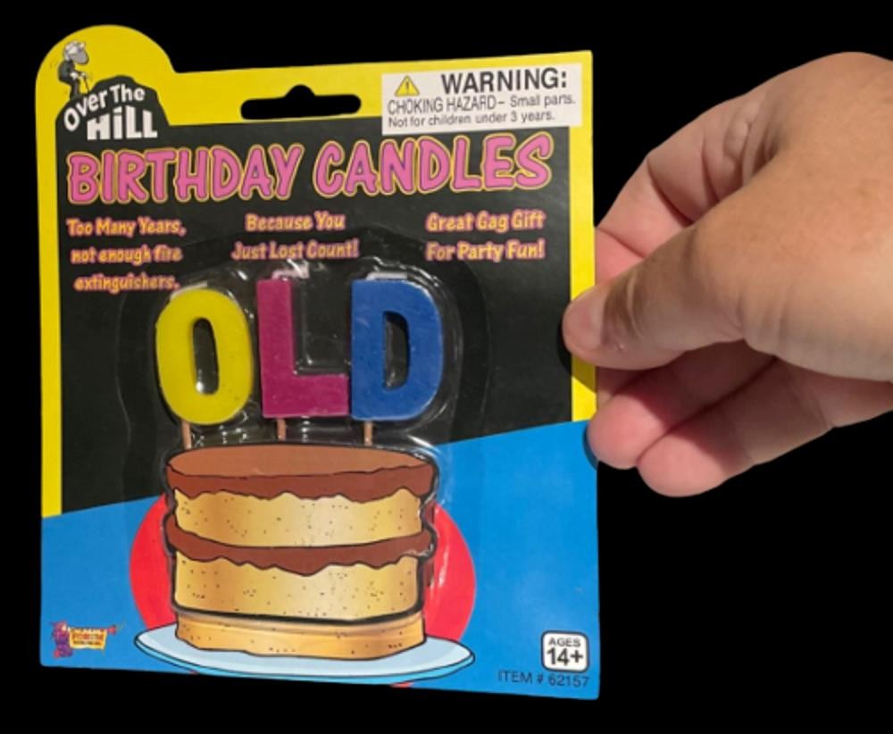 OLD – Over The Hill Birthday Candle Cake Topper – Gag Prank Joke Retirement