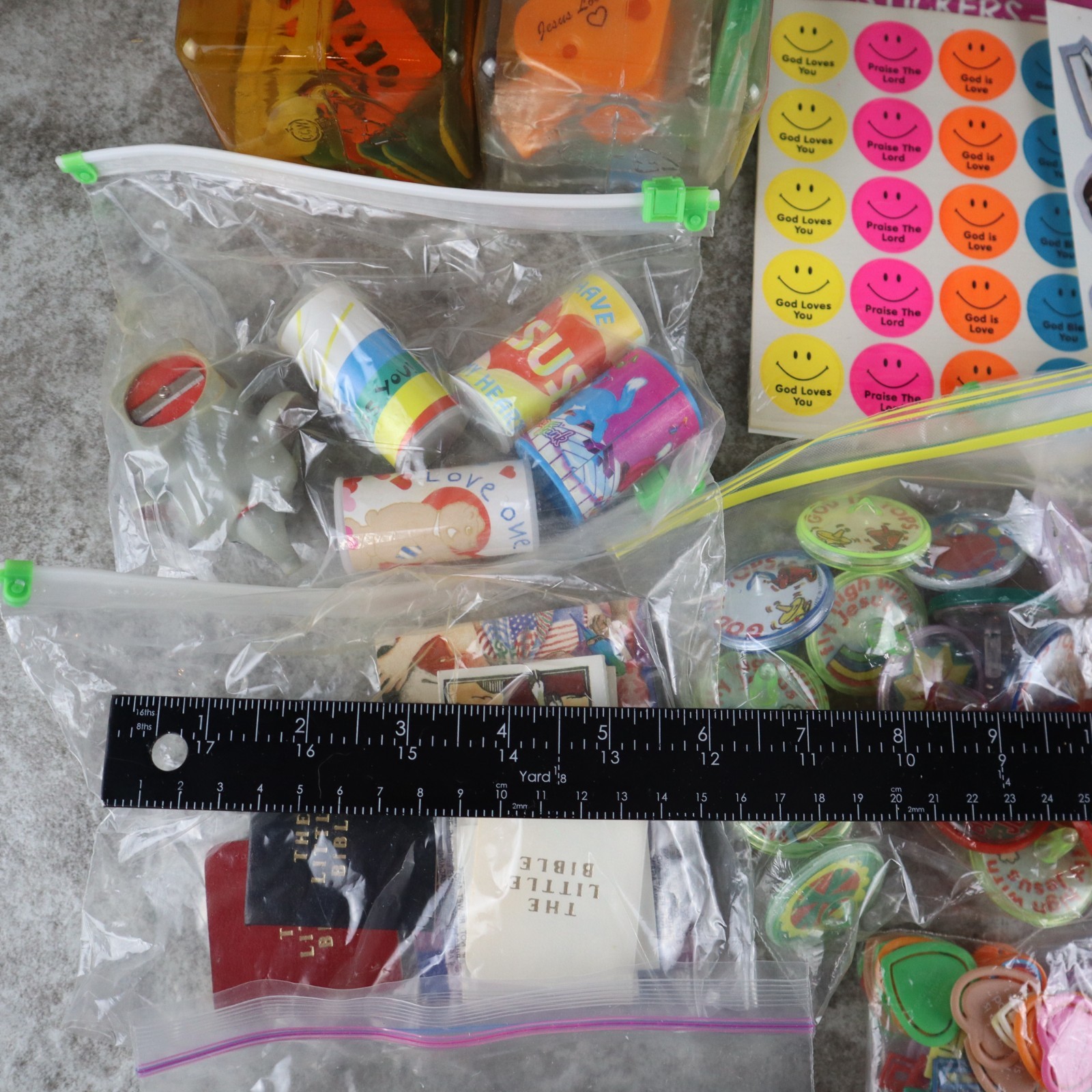Retro Christian Goodies for Party or Prizes Toys and Stickers Vintage Lot