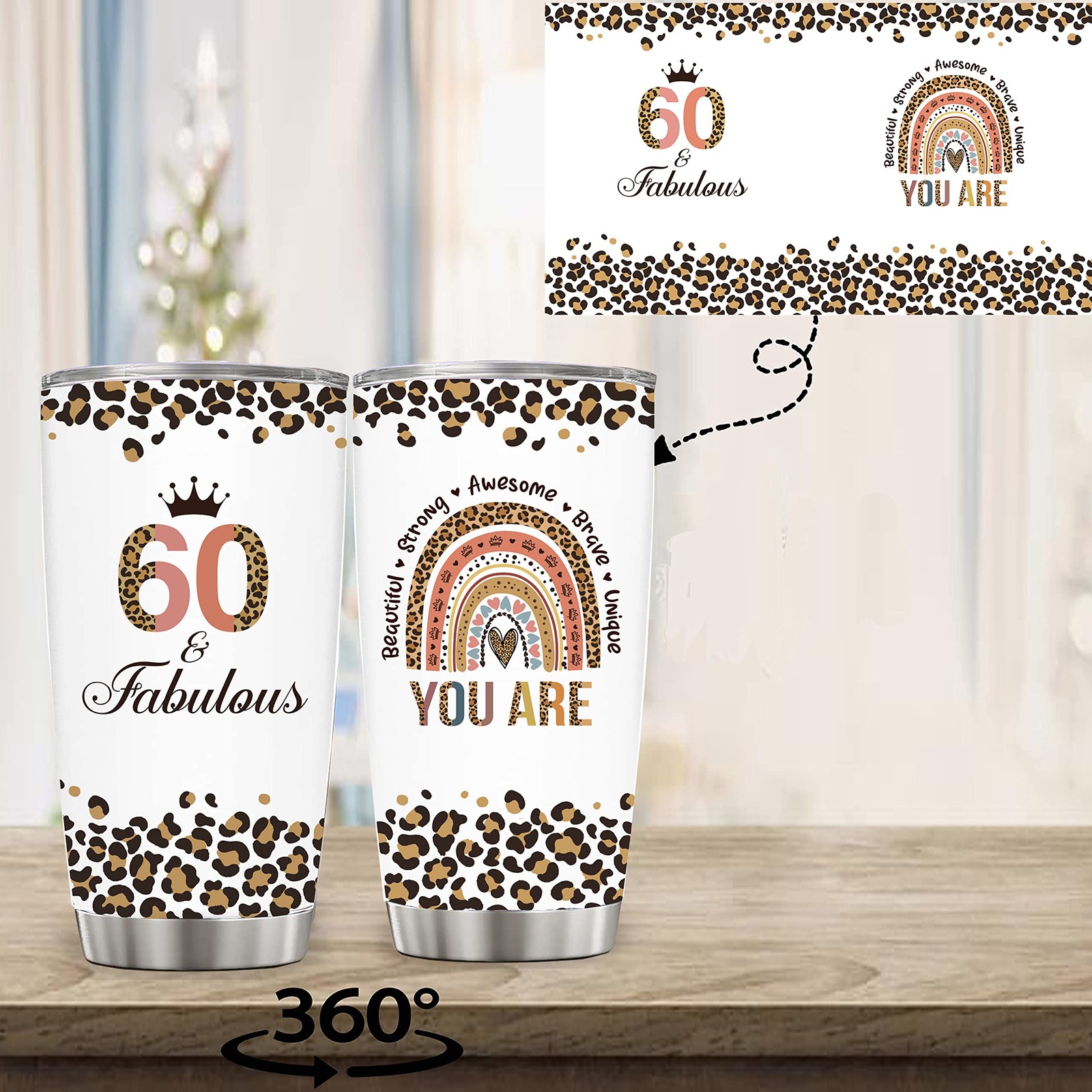 Vivulla68 Happy 60th Birthday Gifts For Women, 60 20 Ounces, White