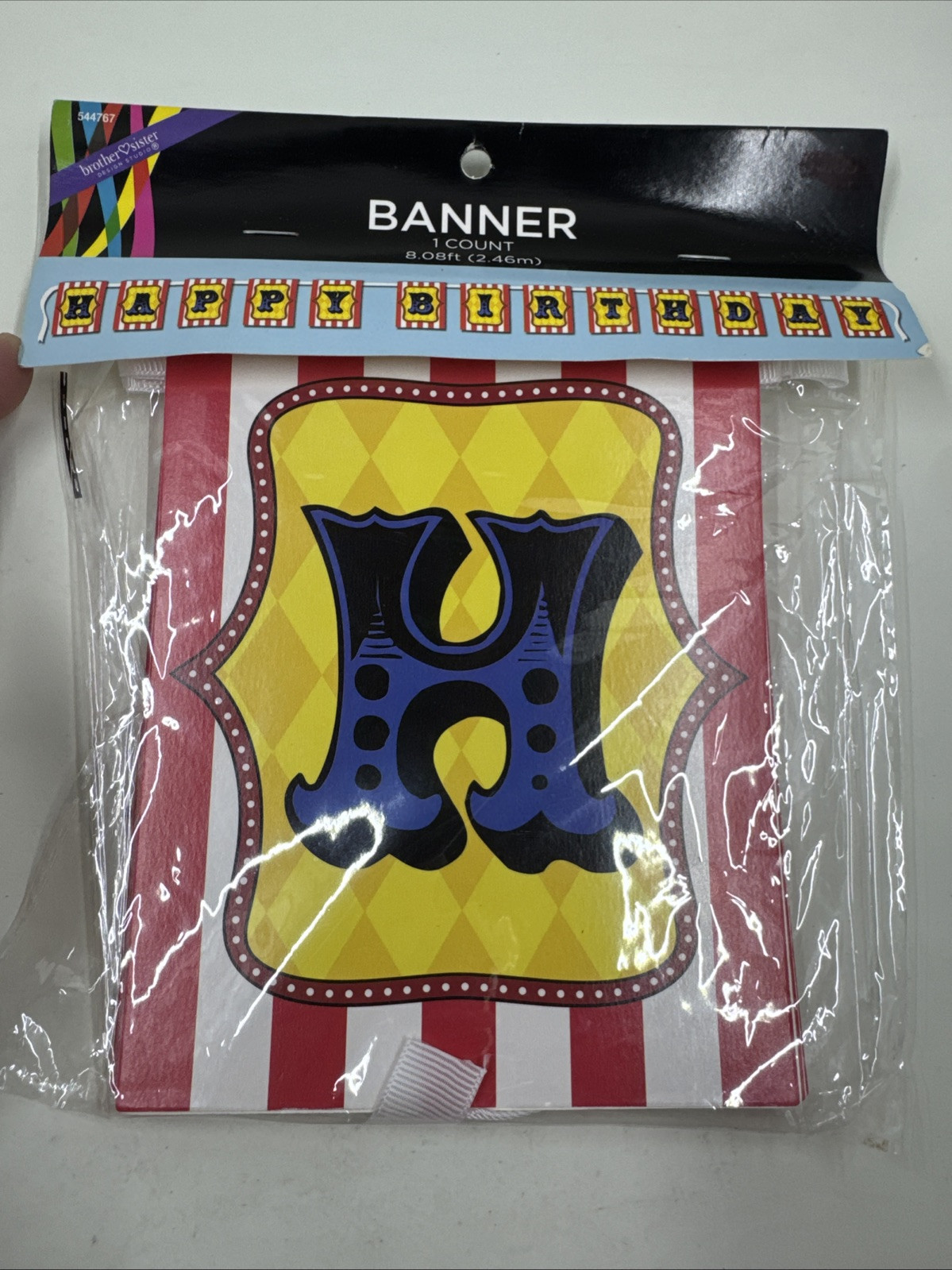 Circus Carnival Carousel Happy Birthday Banner 8ft L Red White Stripe