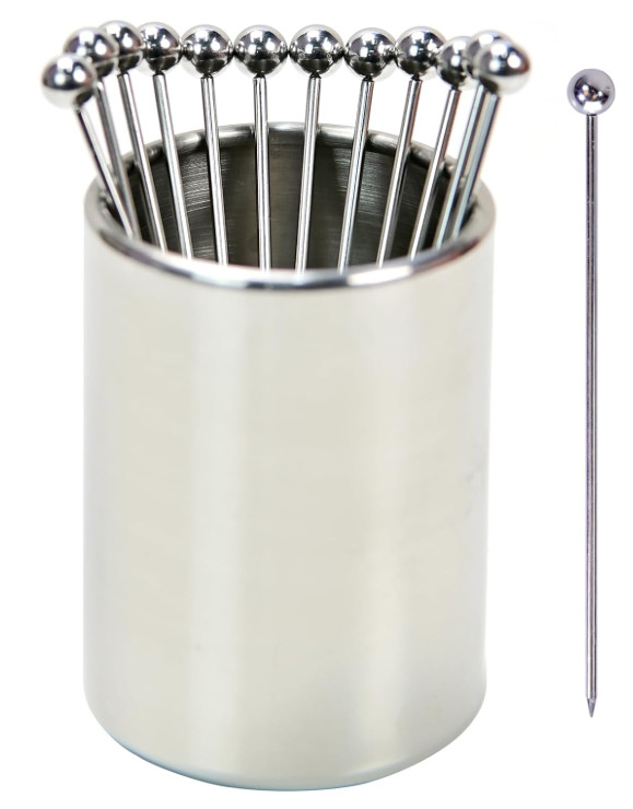 Pinchos Cóctel Acero Inoxidable 12PCS con Soporte para Tapas y Aperitivos, Nuevo