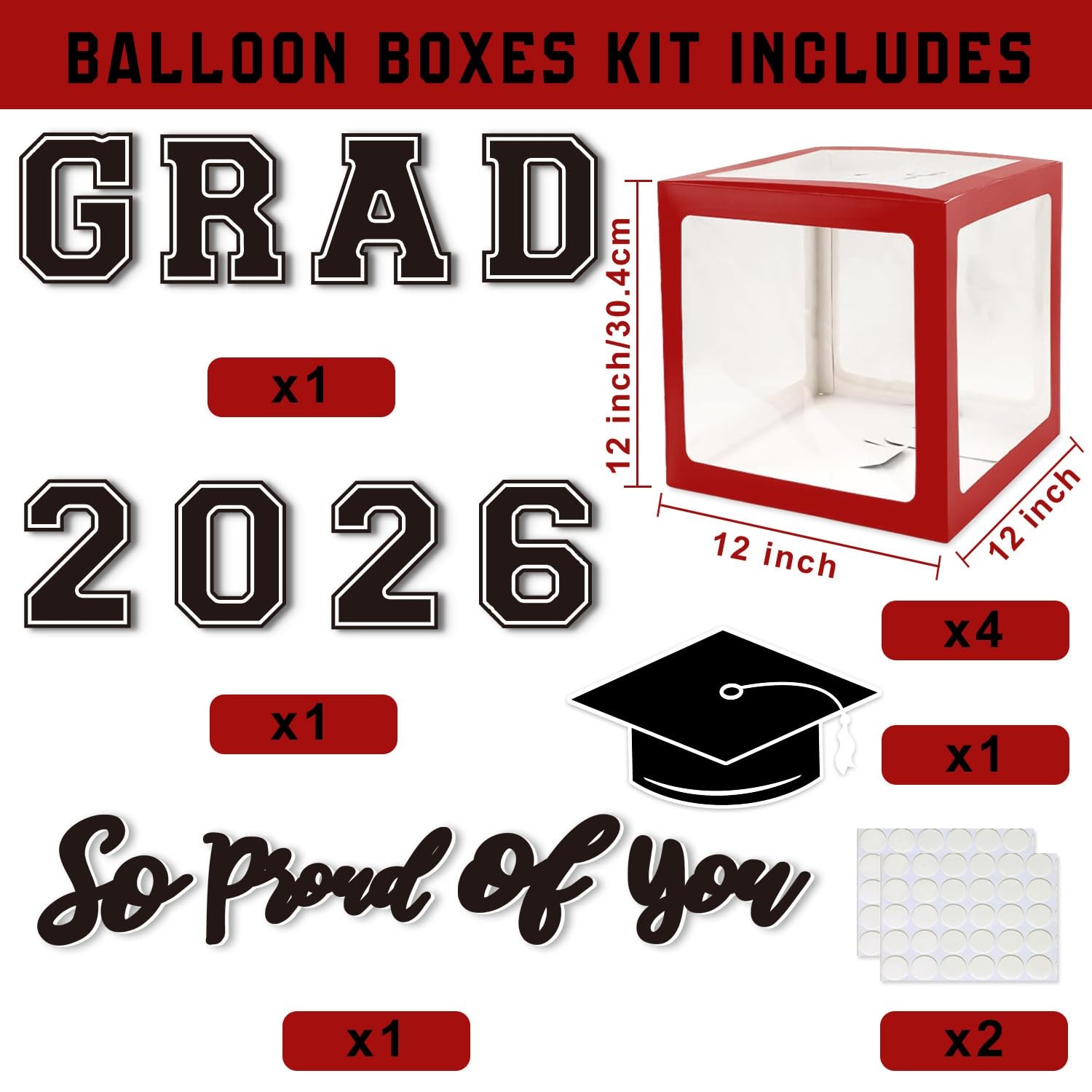 Graduation Decorations Class of 2026, Red and Black Graduation Decorations,