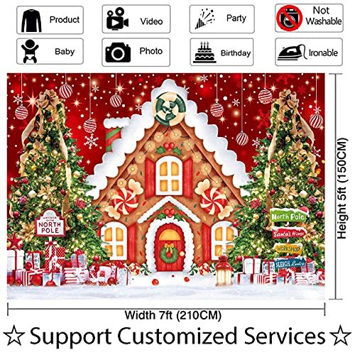 Christmas Gingerbread House Backdrop for Photography Winter Merry 82 x 59 in