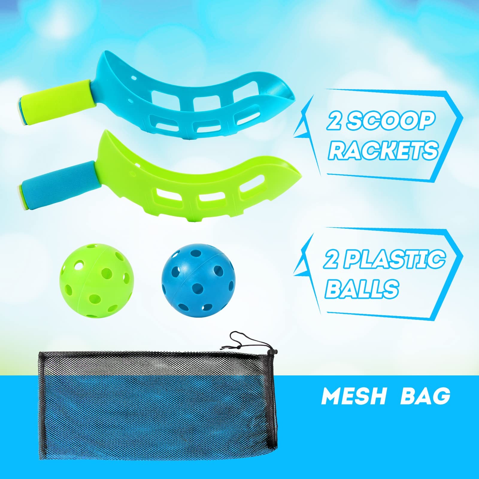Scoop Toss Set – Outdoor Kids’ Game with Rackets and Balls for Beach Fun