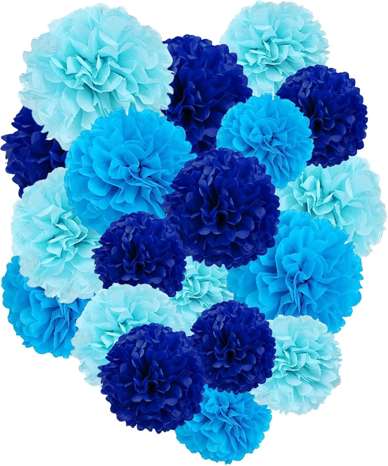 Blue Paper Pom Poms – 10″12″ Tissue Pom Poms Decorations for Baby Shower Boy …