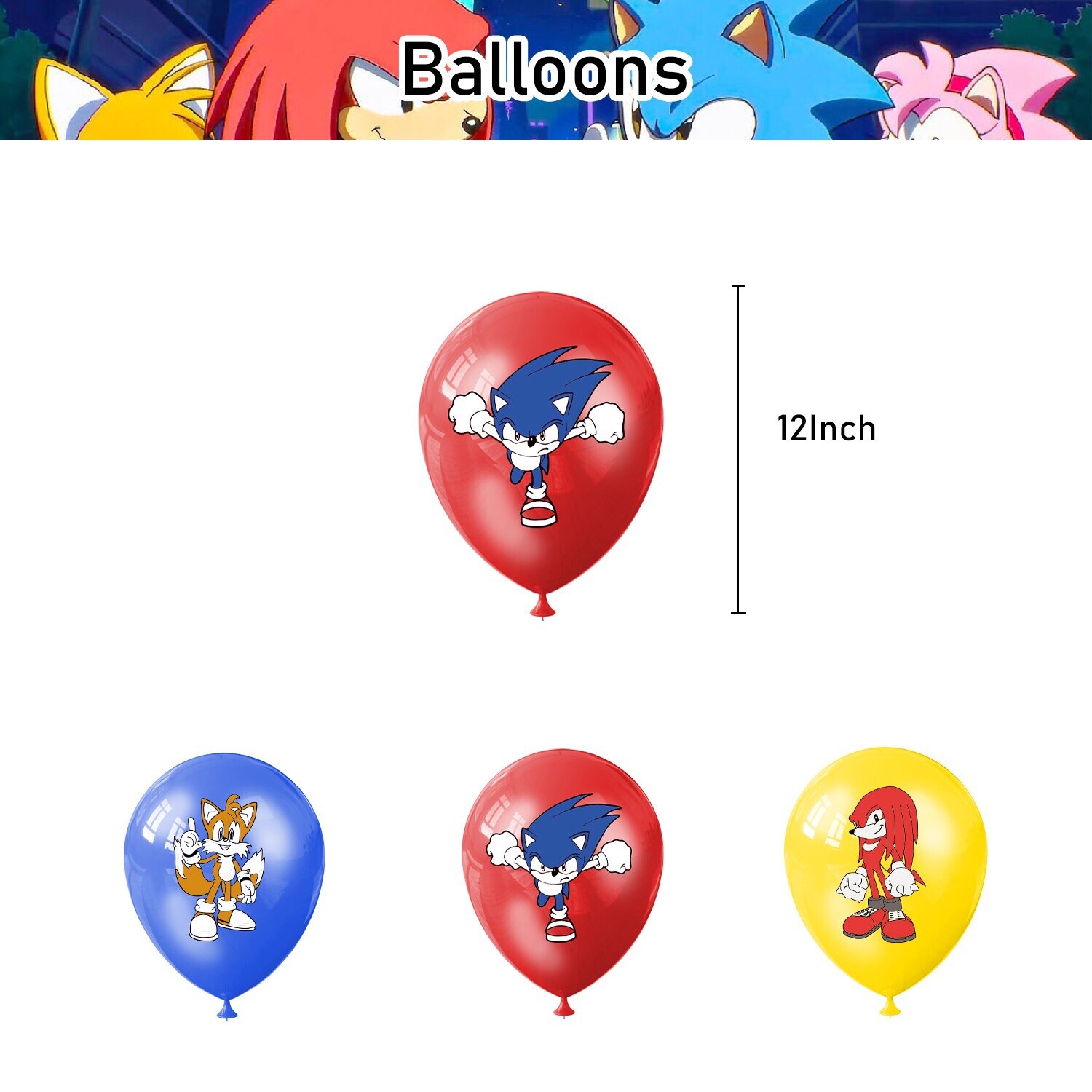 Sonic the Hedgehog Theme Birthday Party Supplies Set Banner Balloon Cake Toppers