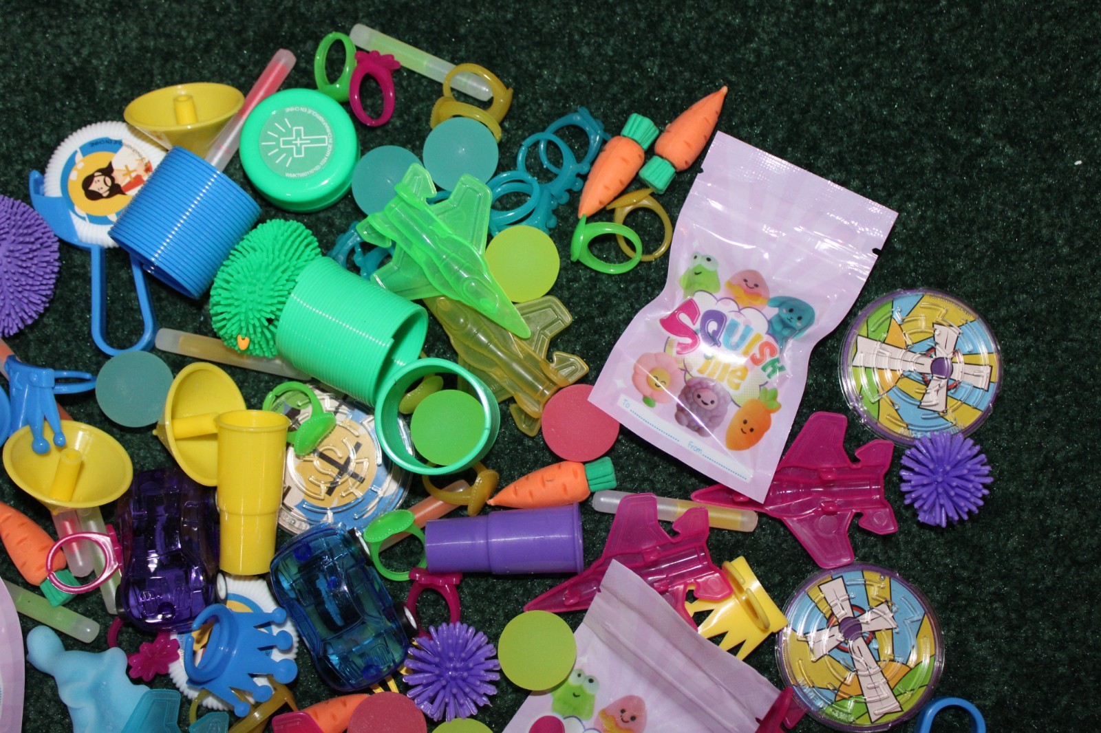 LARGE LOT Small Easter Toys, Cars Rings Puzzles Balls 100+ PIECES Party Favors