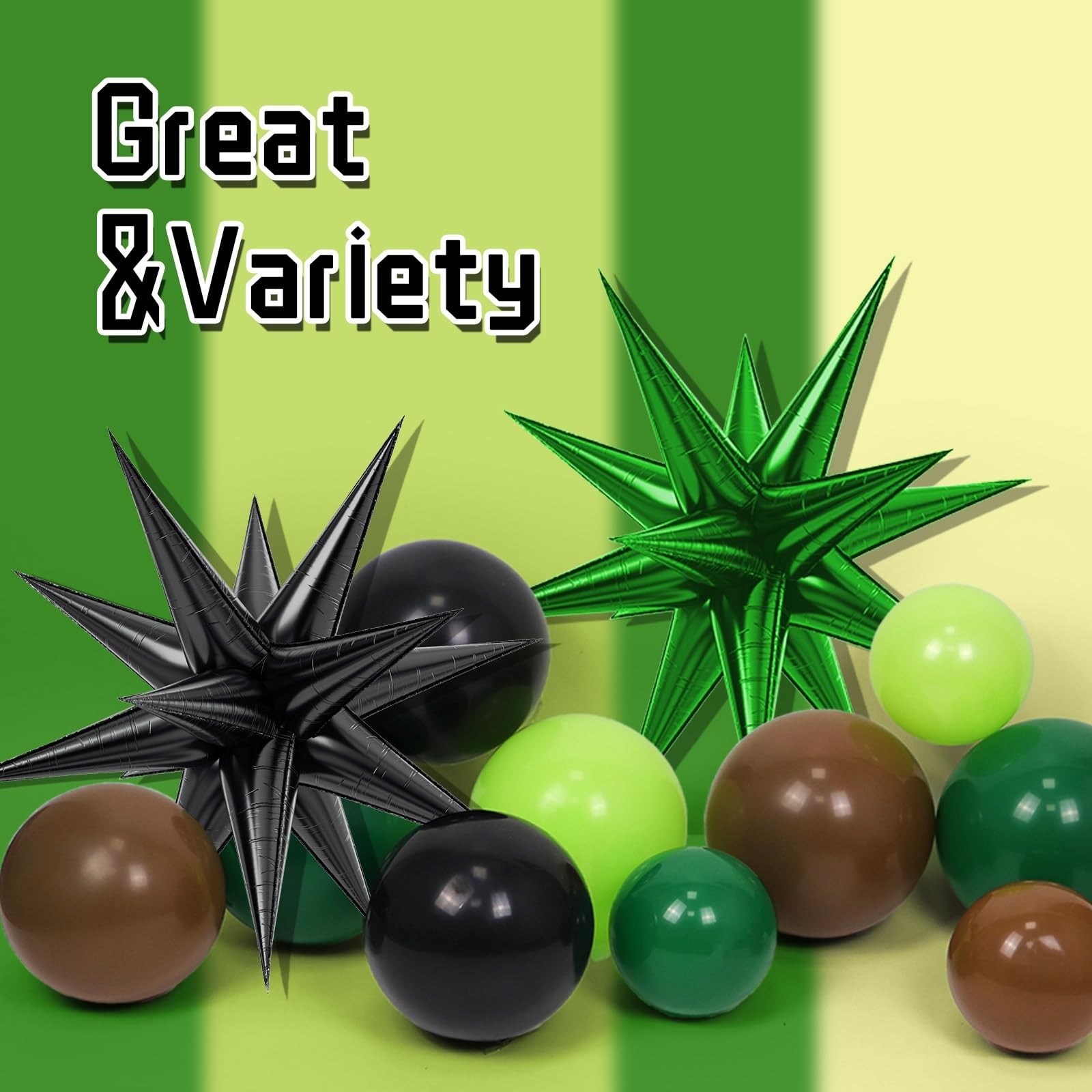 Green and Brown Balloon Arch Garland Kit with Brown Black Dark Lime Green Bal…