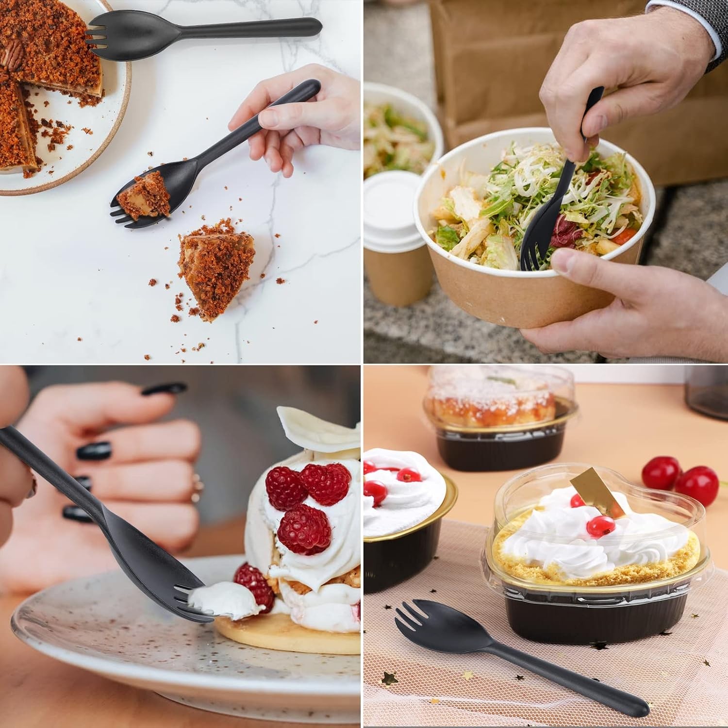 Disposable Forks and Spoons Bulk, 50pcs Plastic Spork 5.5″x1.2″ Heavy Duty