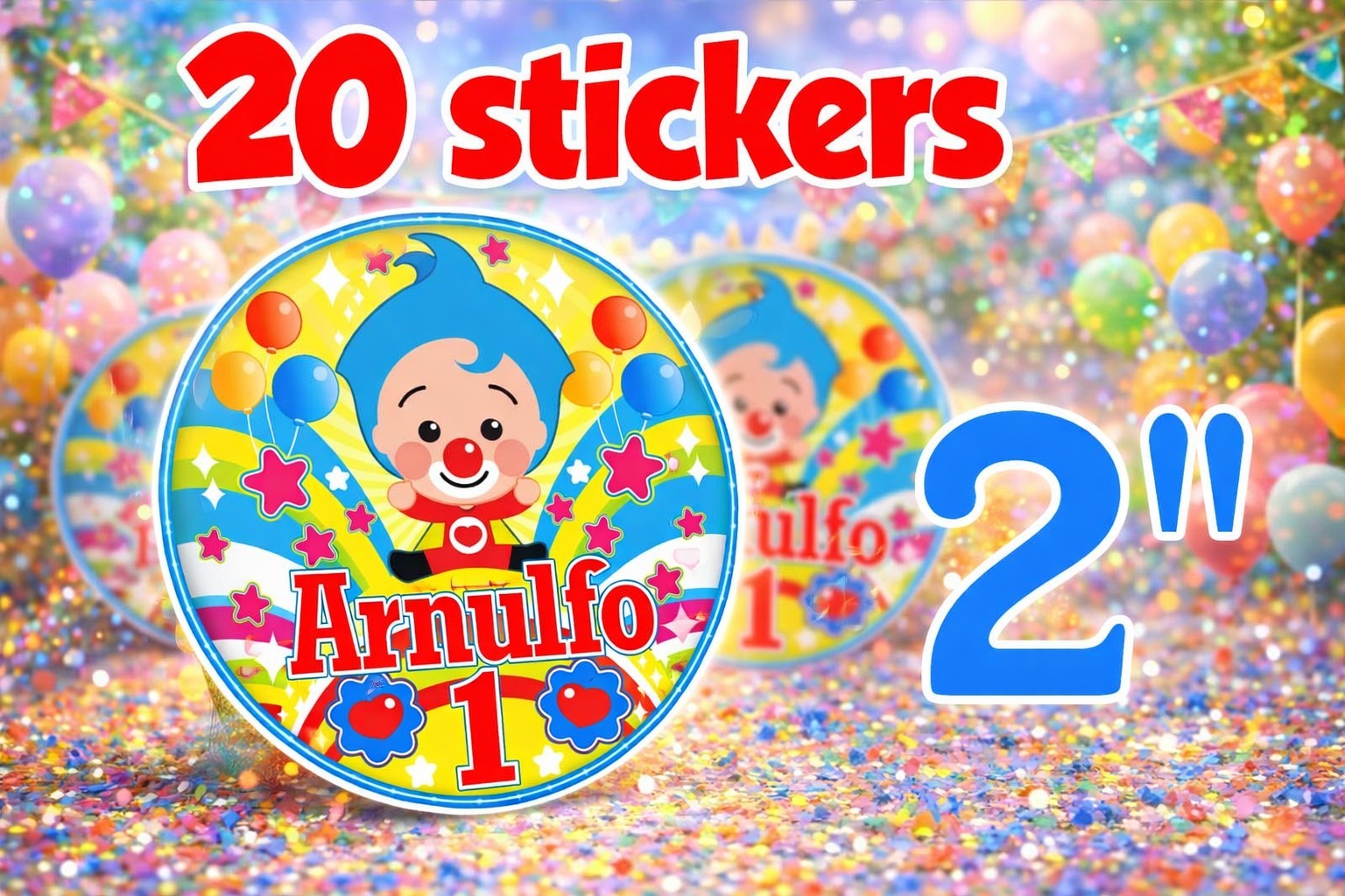 20 ct  PLIN PLIN 2″ Sticker for Bag Treat Box Birthday Party Favor