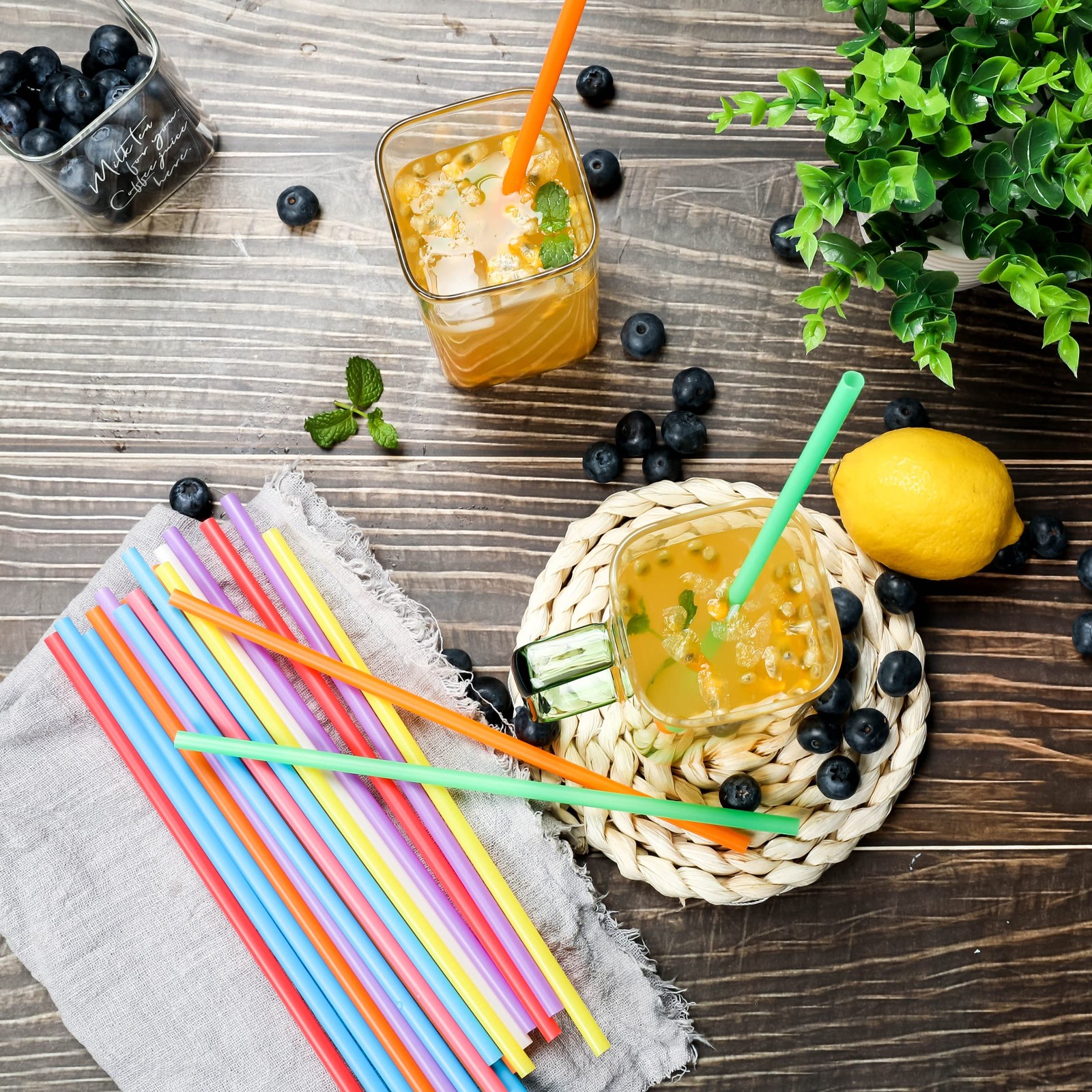 500 Pcs Colorful Disposable Drinking Plastic Straws.(0.23” diameter and 8.26…
