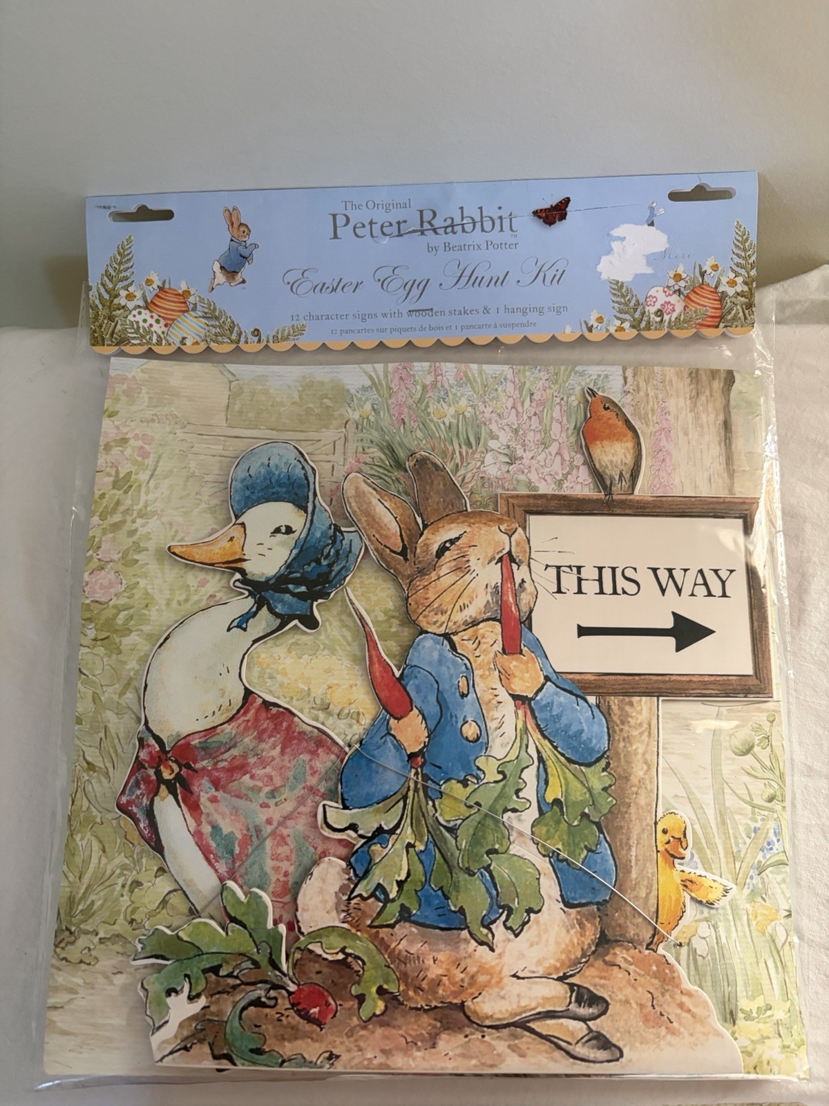 Peter Rabbit Easter Egg Hunt Kit 12 Character Signs Stakes & Hanging Sign
