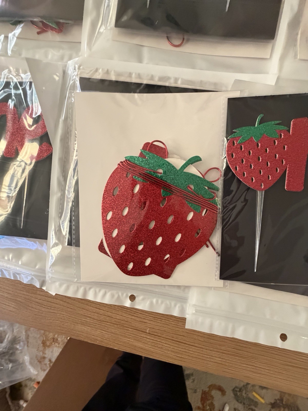300 Piece Strawberry One 1st Birthday cupcake toppers