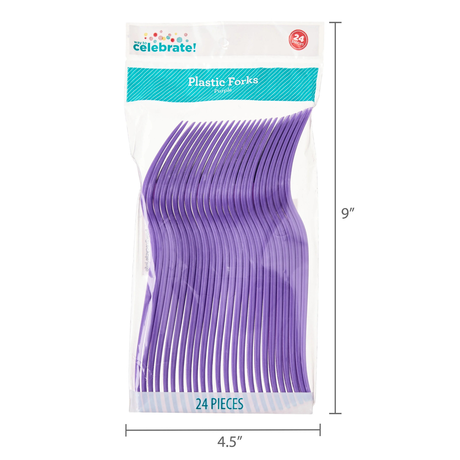 Plastic Disposable Forks, Purple, 24 Pieces, by