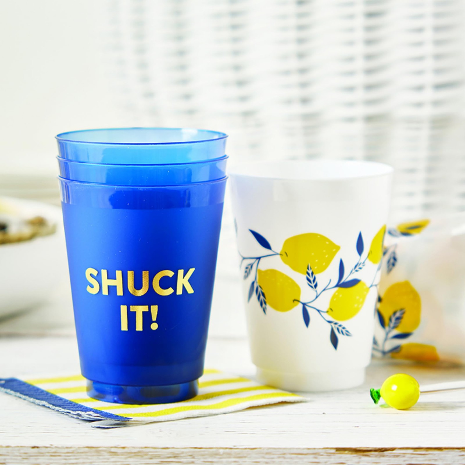 8-Count Reusable BPA-Free Plastic Frost Beverage Cups, 16 Fluid Ounces, Shuck It