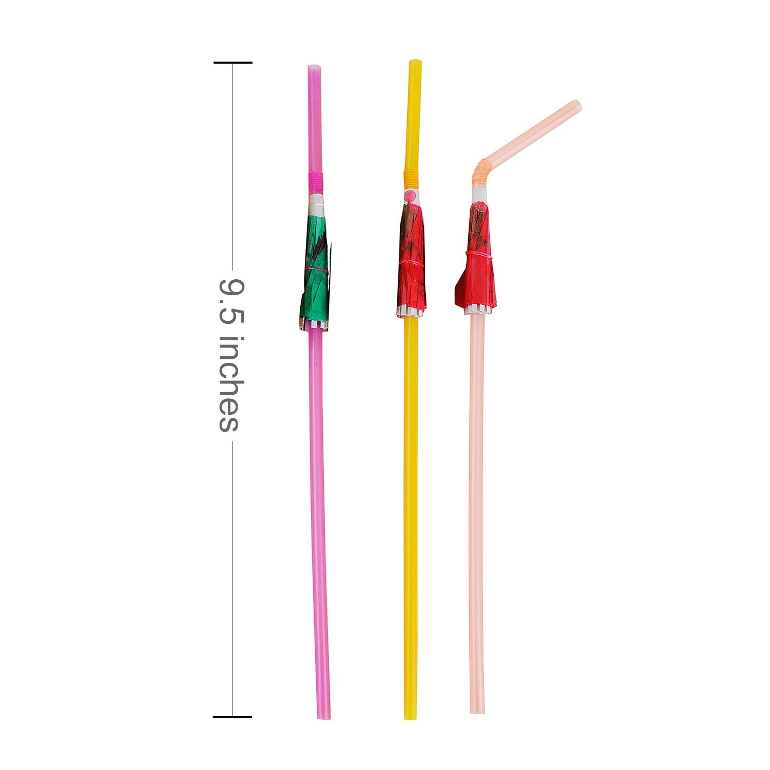 ALINK 50 Umbrella Parasol Drinking Straws, Hawaiian Beach Cocktail Luau Party De