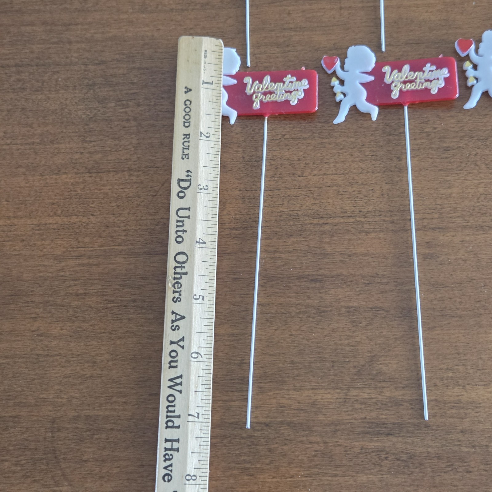 Vintage Lot of 8 Valentine’s Day Craft Decoration Floral Picks Plastic Cupid