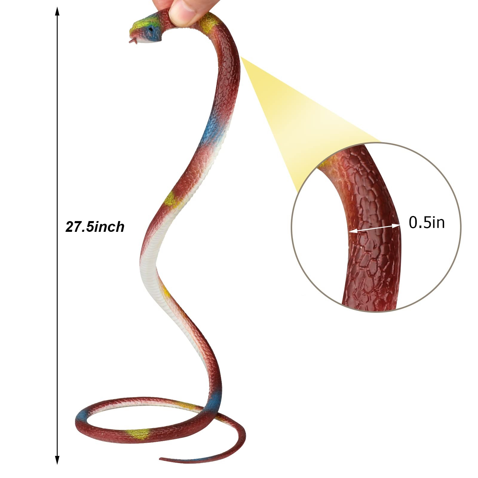 4pcs Realistic Rubber Snakes Fake Garden Props to Scare Birds Mice Squirrels