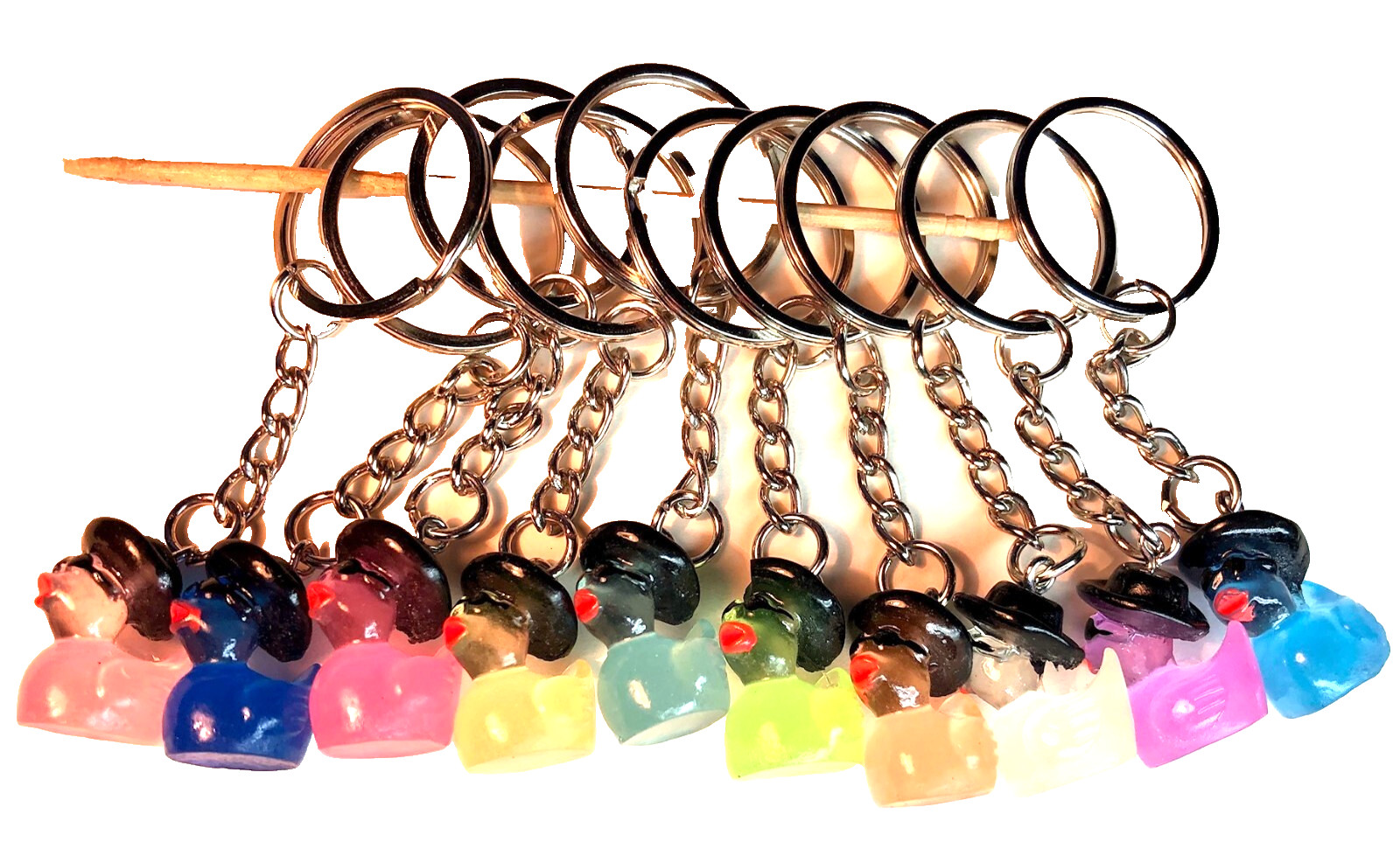 SET OF 10 COLORED COWBOYS CRUISING DUCK COWBOY KEYCHAINS CRUISE DUCKIES PENDANT