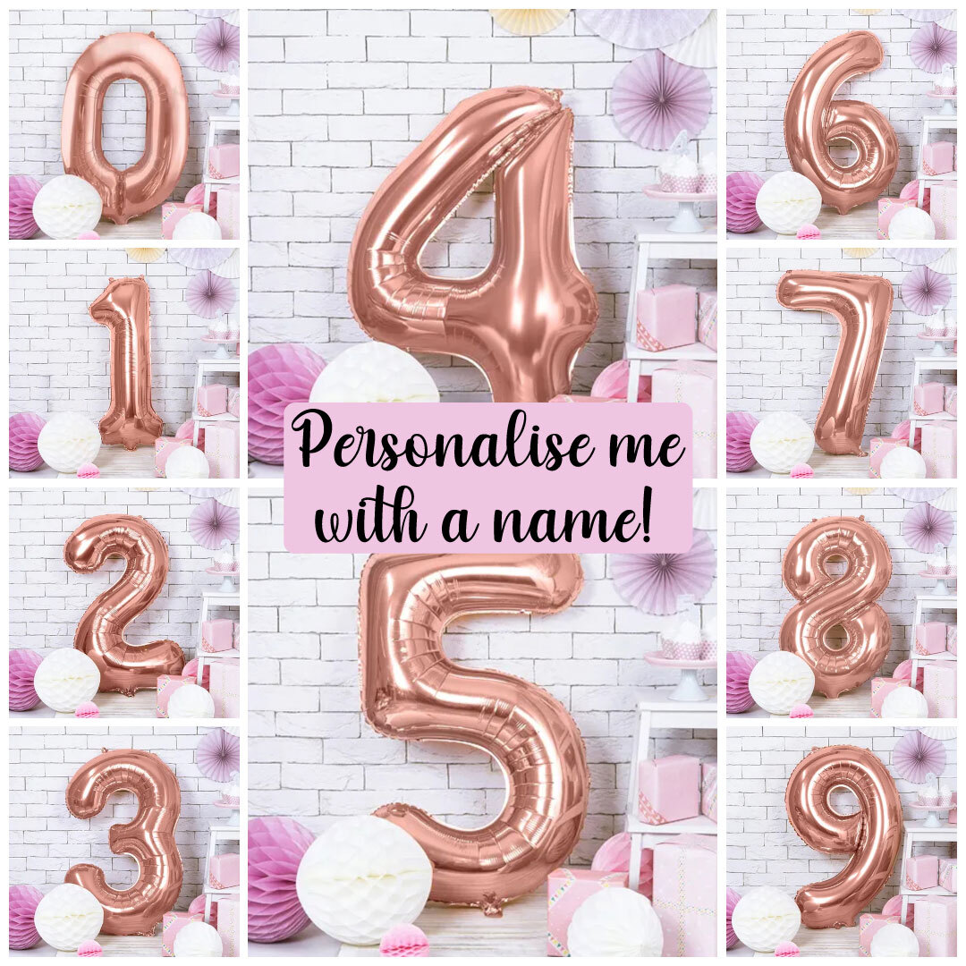 Large Rose Gold Number Balloons | Birthday Party Celebration and Backdrop 0-9