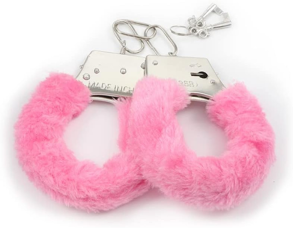 Furry Adjustable Sex Handcuffs with Keys,Ankle Bracelets,Sm Adult Plush Stainles