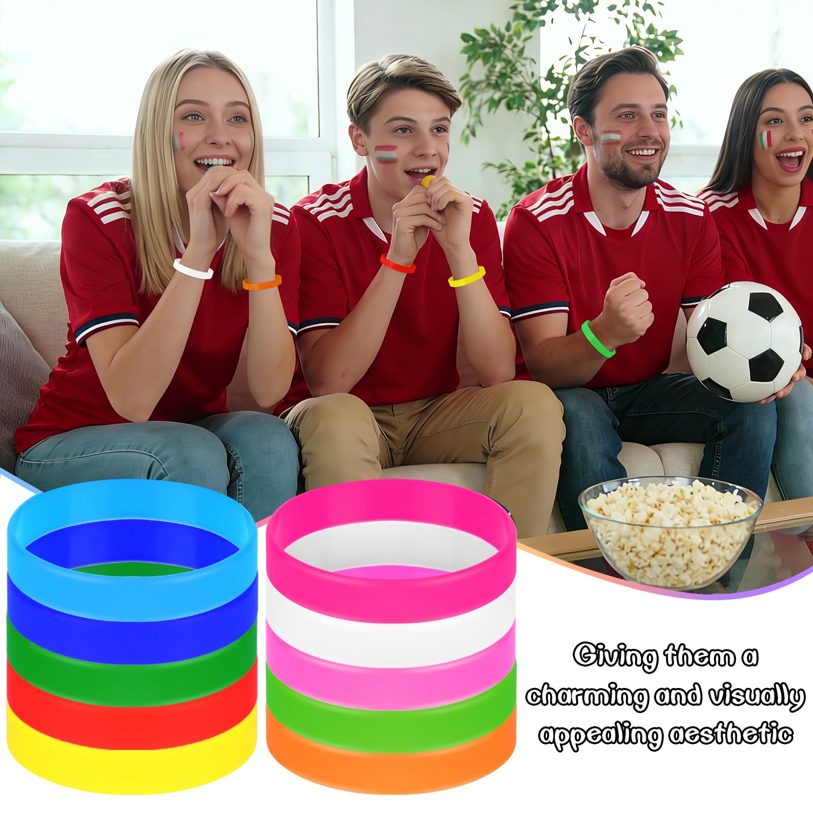 50 Pieces Solid Color Rubber Bracelets Silicone Wristbands, Stretch Colored R…