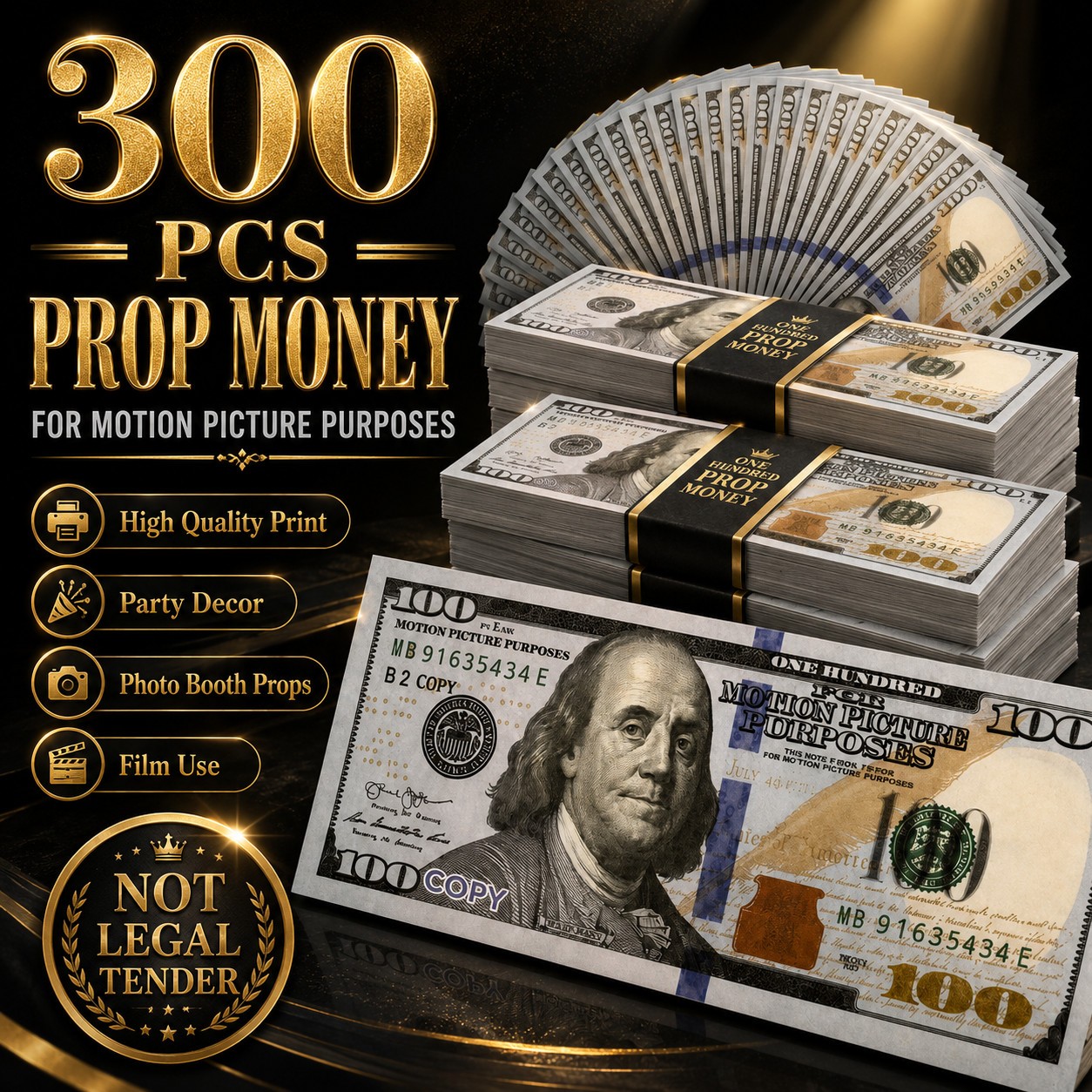 300 PCS Motion Picture Use Props Money for Party Video Photo Booth Props