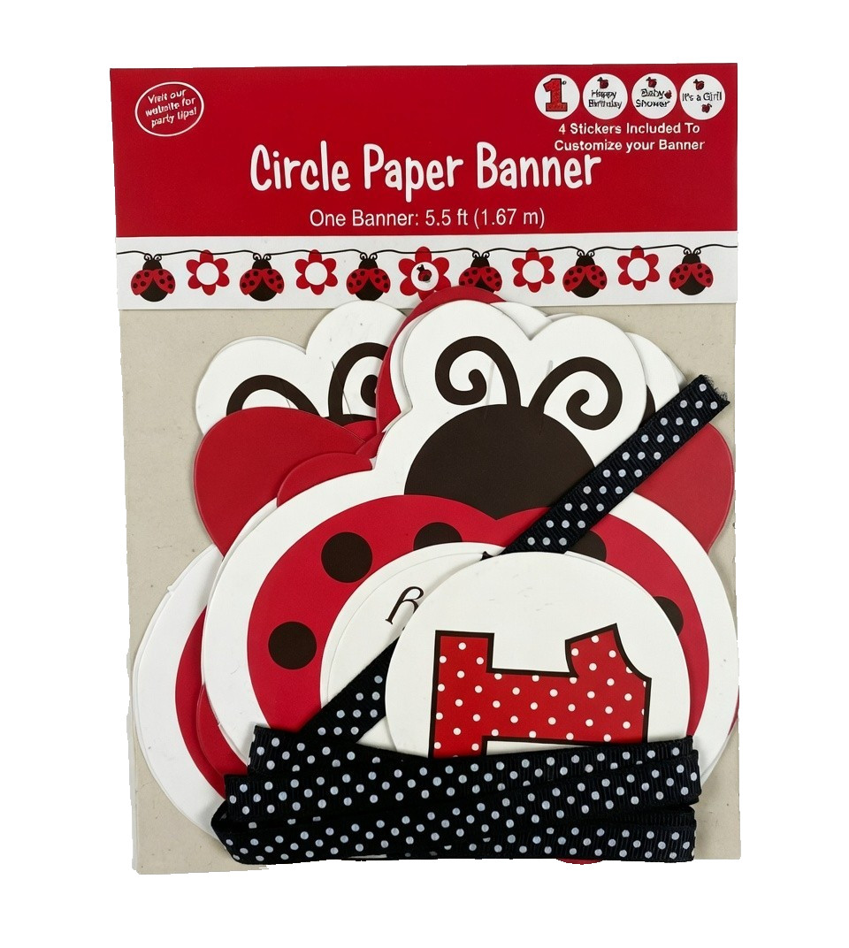 Creative Converting Ladybug Fancy Circle Paper Banner 5.5 ft 1st Birthday Decor