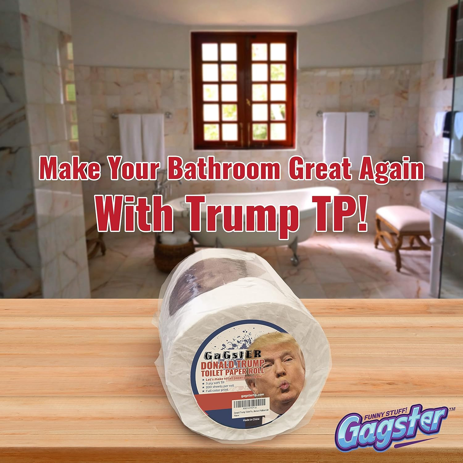 Trump Political Toilet Paper Roll by – 3 Ply Funny Novelty Gag TP with Full-Col