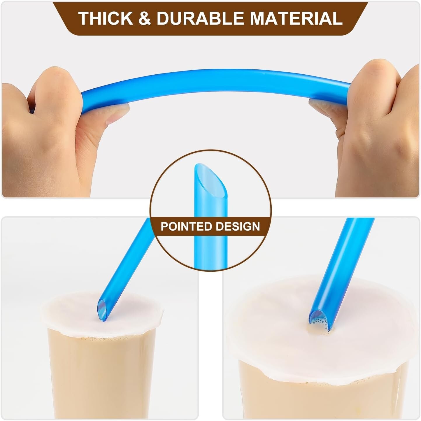Jumbo Reusable Smoothie Straws Extra Wide Drinking Straw for Milkshake Bobba Tea