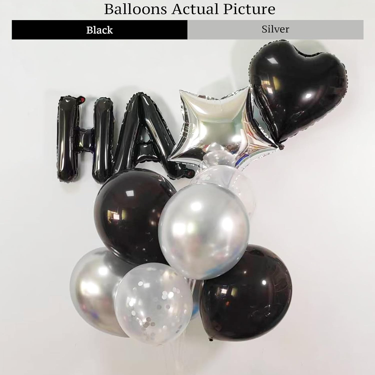 Candlelight Romantic Birthday Decorations: Black & Silver Theme for 73 PCS Setup