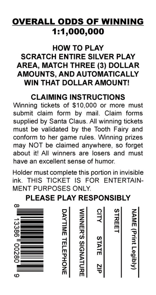 FAKE LOTTERY TICKETS-5 Pack Prank Gag Gift-Lucky Irish Shamrock