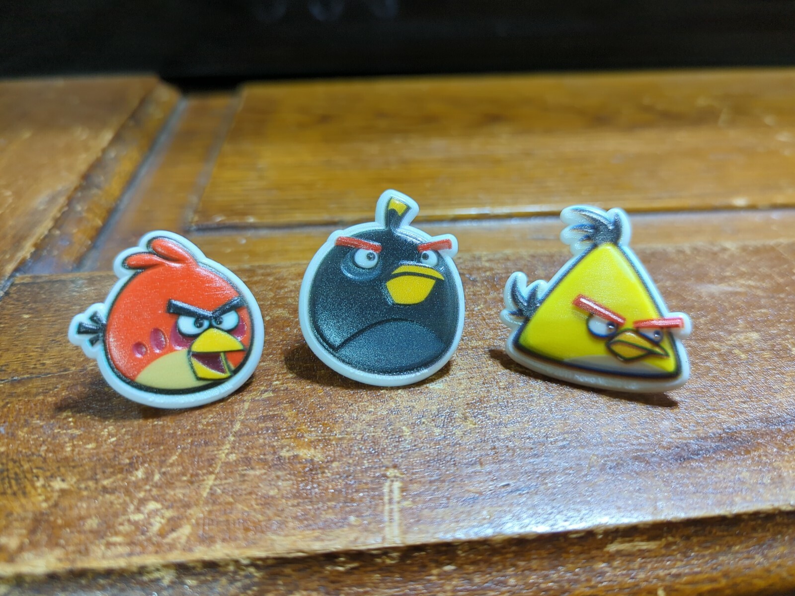 Angry Birds Cupcake Rings; Angry Birds Rings Party Favors or cake decor Set of 3