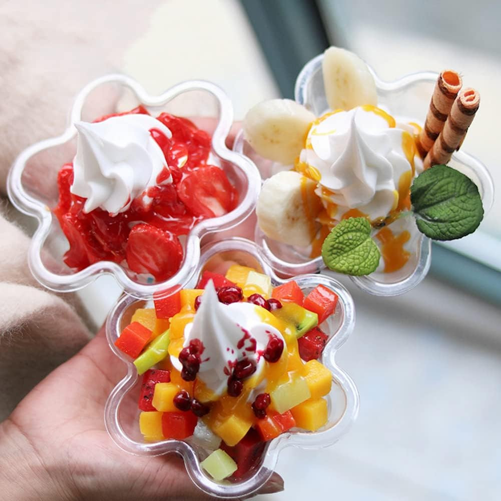 8 Oz Dessert Cups with Spoons, 50 Pack Clear Plastic Small Party Serving Bowls f