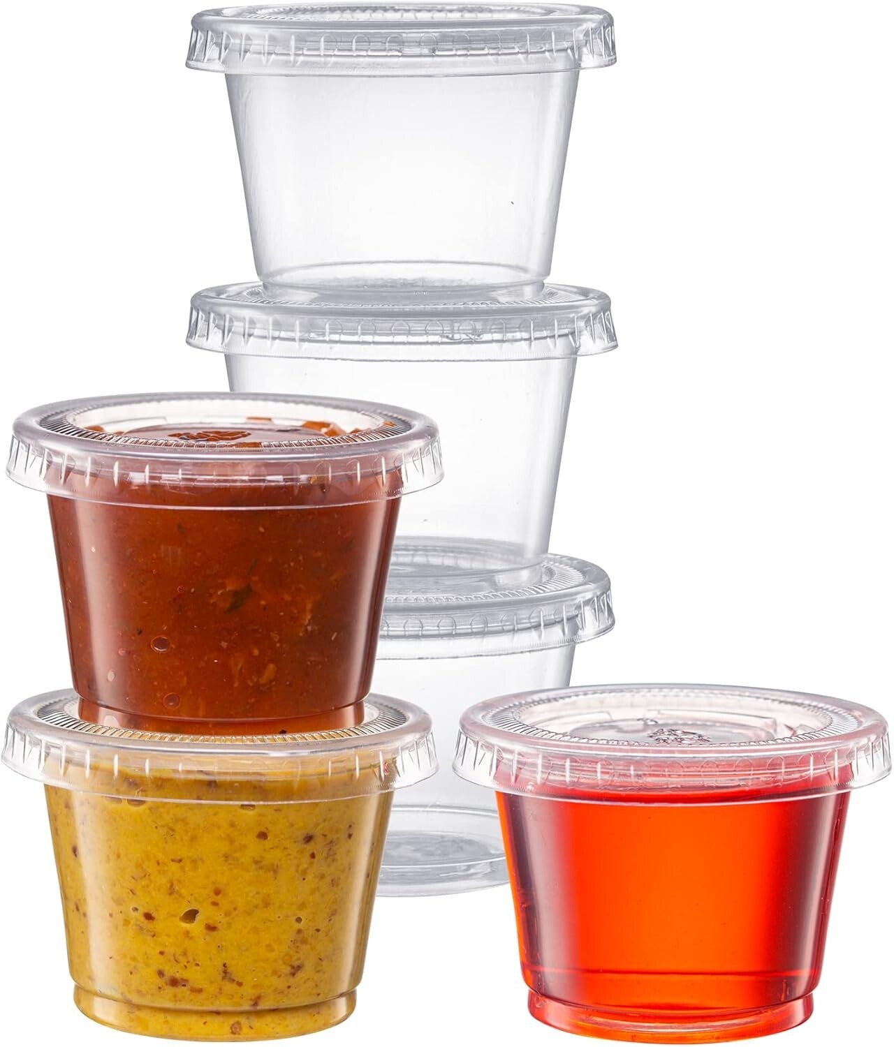 4 oz Portion Cups with Lids Clear Plastic Souffle Sauce Containers BPA Free