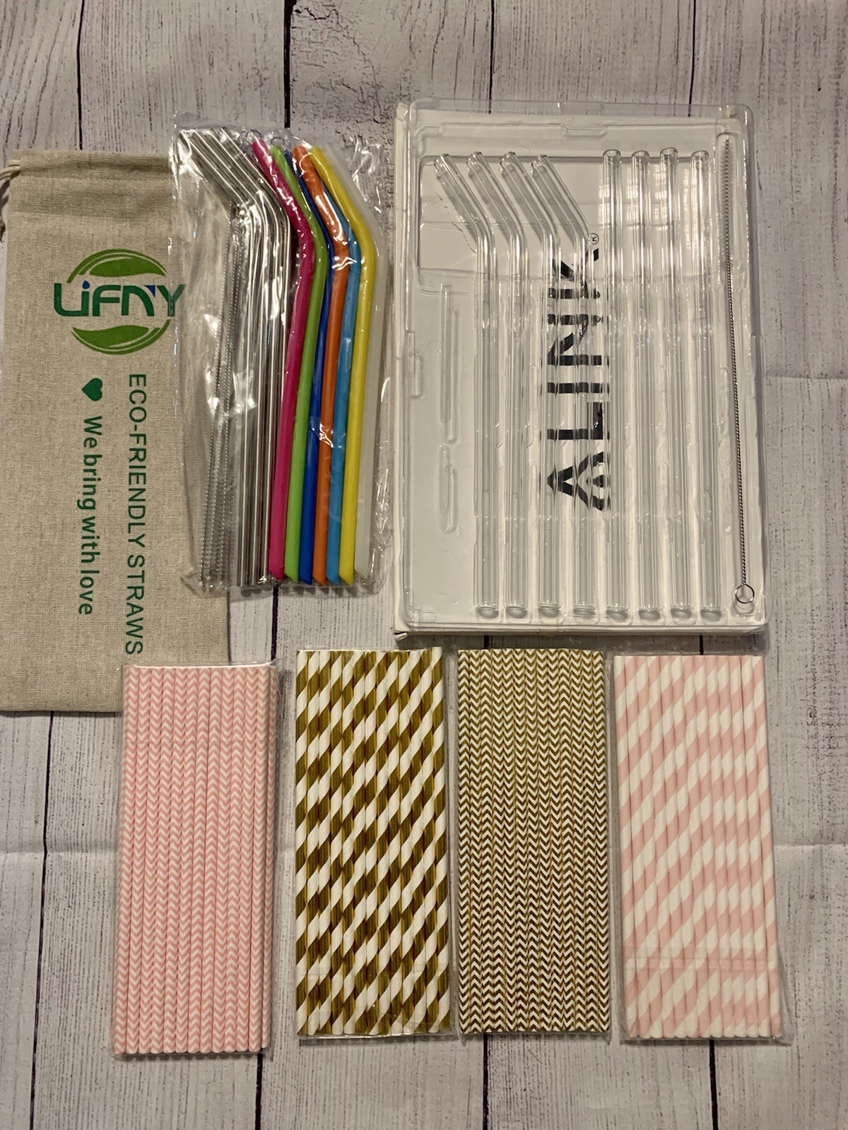 New Reusable Drinking Straws Lot Travel Washable Colored Clear Lot